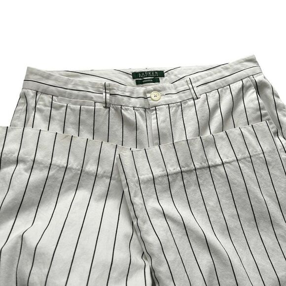 Lauren Ralph Lauren Andover White Striped wide straight leg Trousers Size 10 - Picture 4 of 6